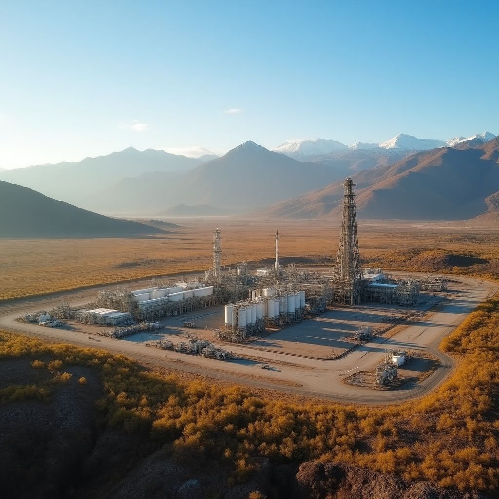 Vista aérea de instalación petrolera